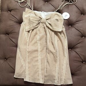 Storia Tan Checkered Casual Dress